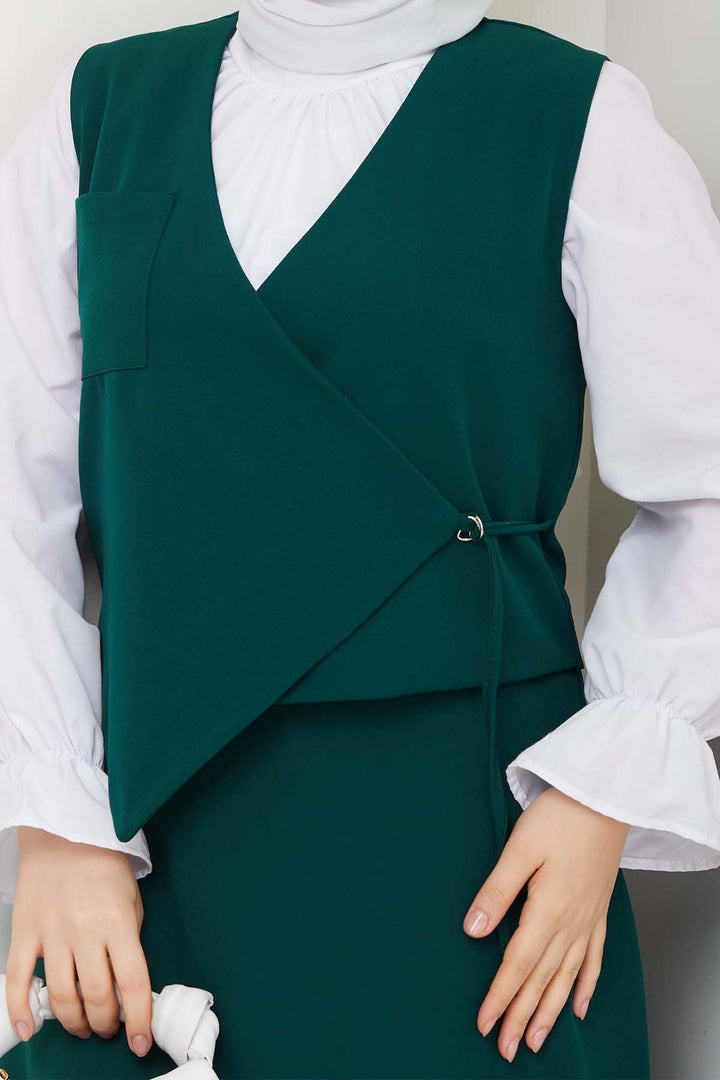 BNG Women Side Buckled Vest Suit Emerald Green 4745 - Bloomington