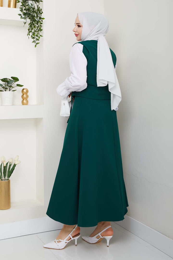 BNG Women Side Buckled Vest Suit Emerald Green 4745 - Bloomington