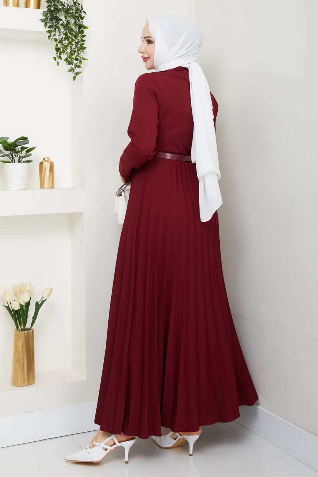 BNG Women Piliseli Elbise Bordo 4747 - Grimsby