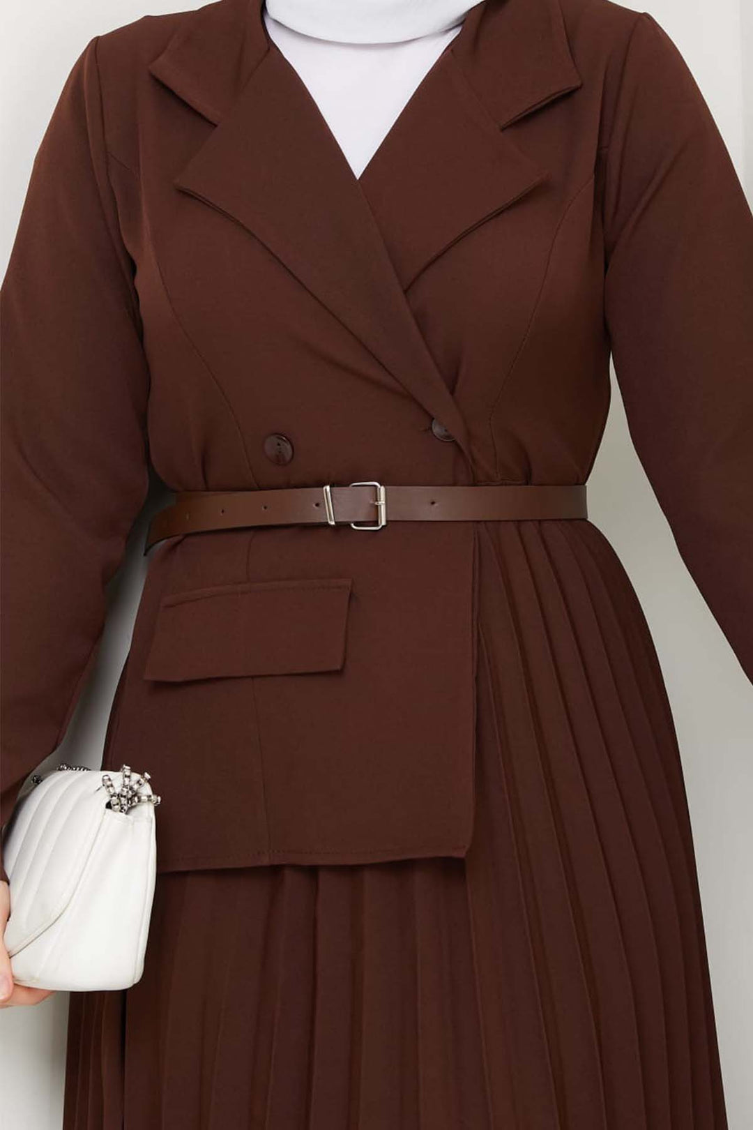 BNG Women Piliseli Elbise Kahverengi 4747 - Dover