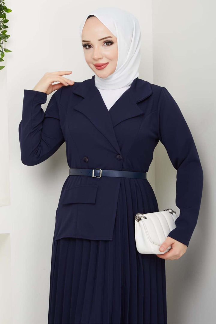 BNG Women Pleated Dress Navy 4747 - Lübeck