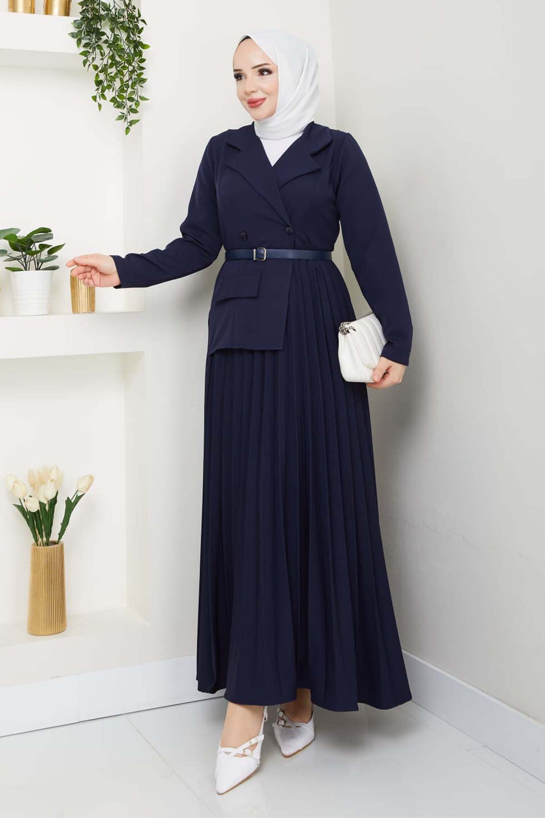 BNG Women Pleated Dress Navy 4747 - Lübeck
