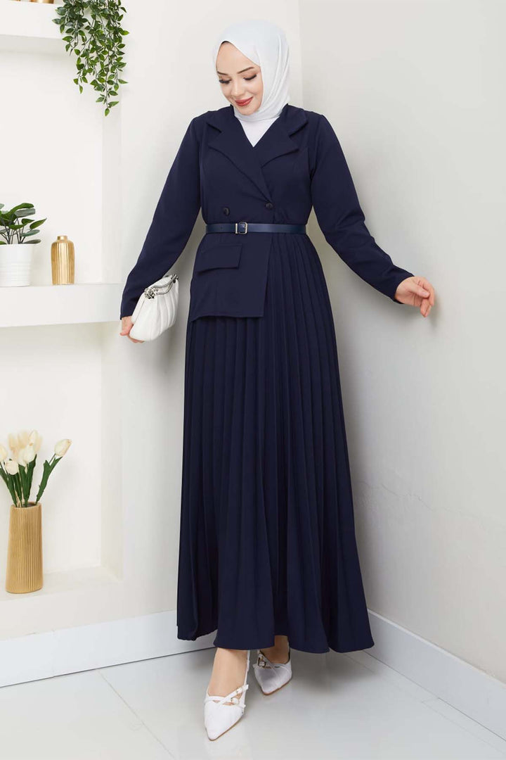 BNG Women Pleated Dress Navy 4747 - Lübeck
