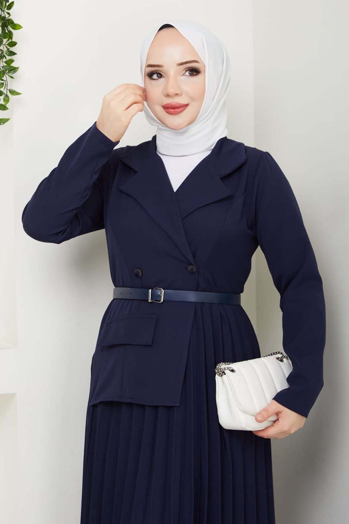 BNG Women Pleated Dress Navy 4747 - Lübeck