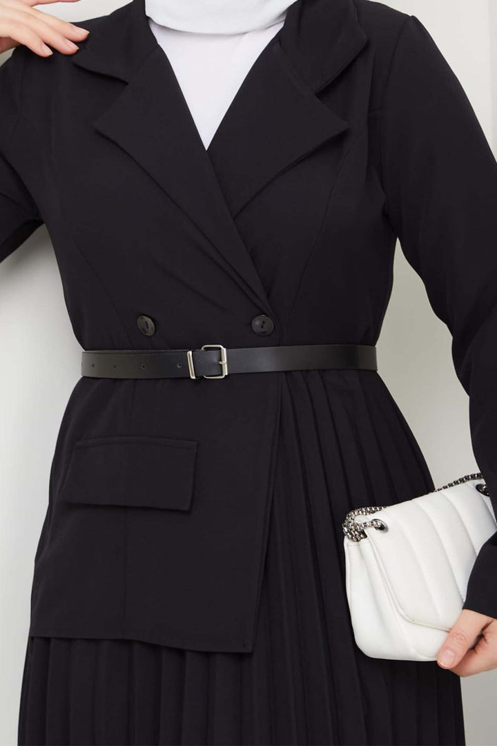 BNG Women Piliseli Elbise Siyah 4747 - Greer