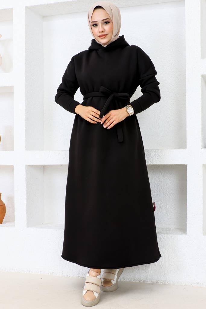 BNG Women Three-Thread Hooded Dress Black - Clermont