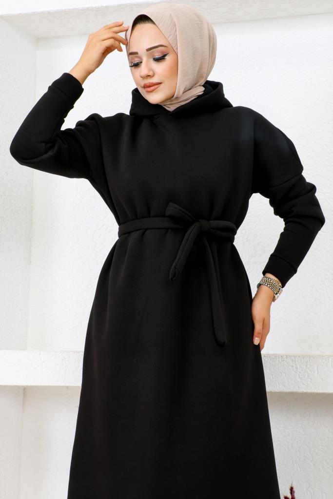 BNG Women Three-Thread Hooded Dress Black - Clermont
