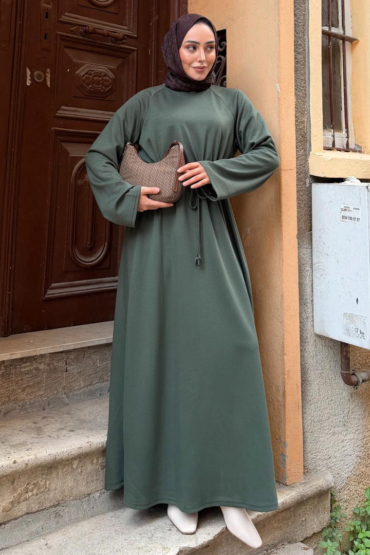 BNG Women Oyşo Tesettür Elbise Z5711 Haki - Palo Alto