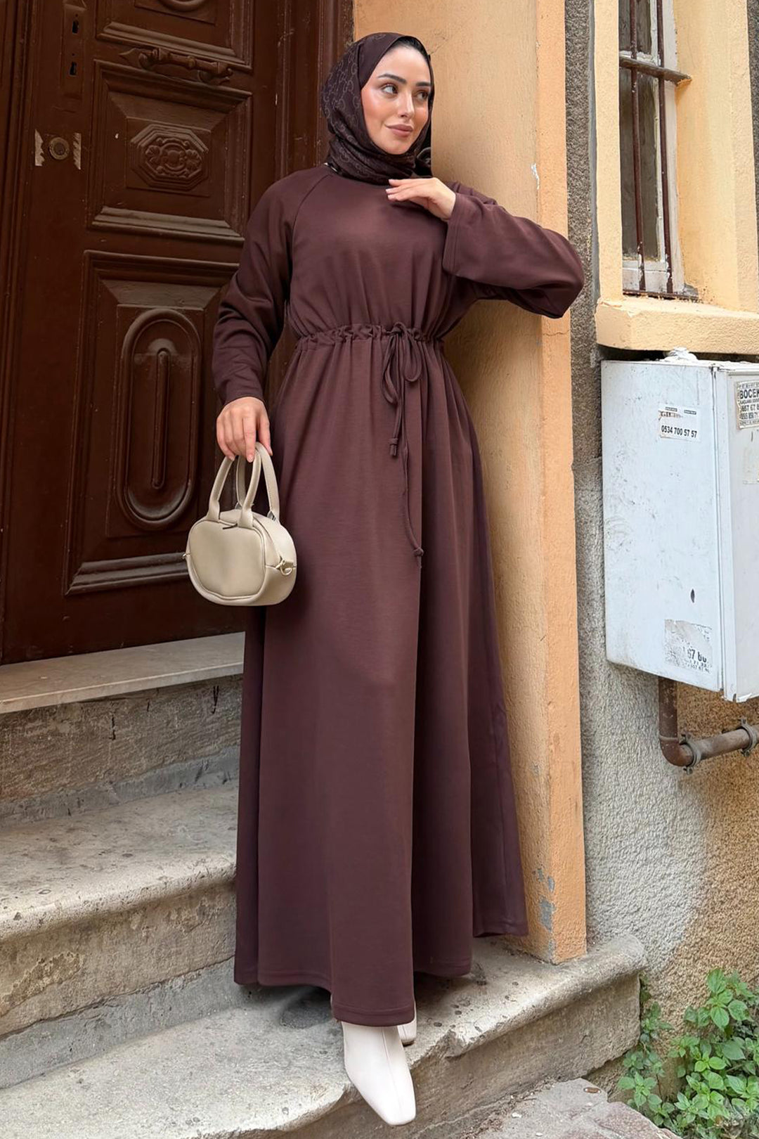 BNG Women Oyşo Hijab Dress Z5711 Brown - Springville