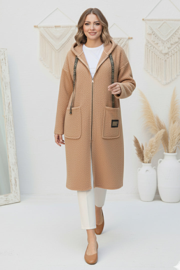 BNG Women Zippered Plush Coat Z4739 Beige - Cuautla