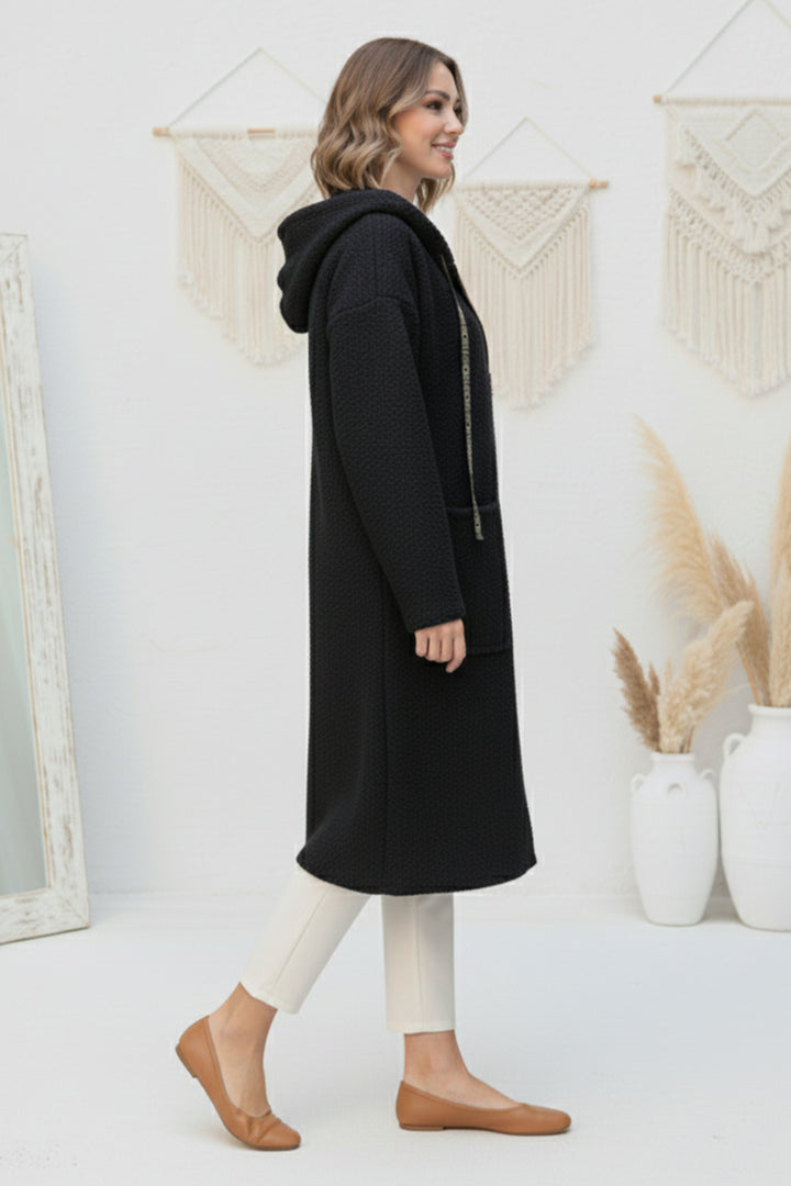 BNG Women Fermuarlı Peluş Kap Z4739 Siyah - Woburn