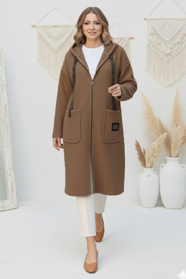 BNG Women Zippered Plush Robe Z4739 Mink - Bragadiru