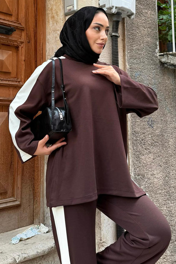 BNG Women Oyşo Side Stripe Set Z5713 Brown - Santa Catarina Otzolotepec