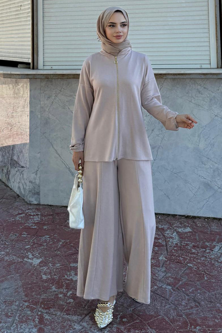 BNG Women Zippered Two-Piece Set Z5699 Beige - Bad Vilbel