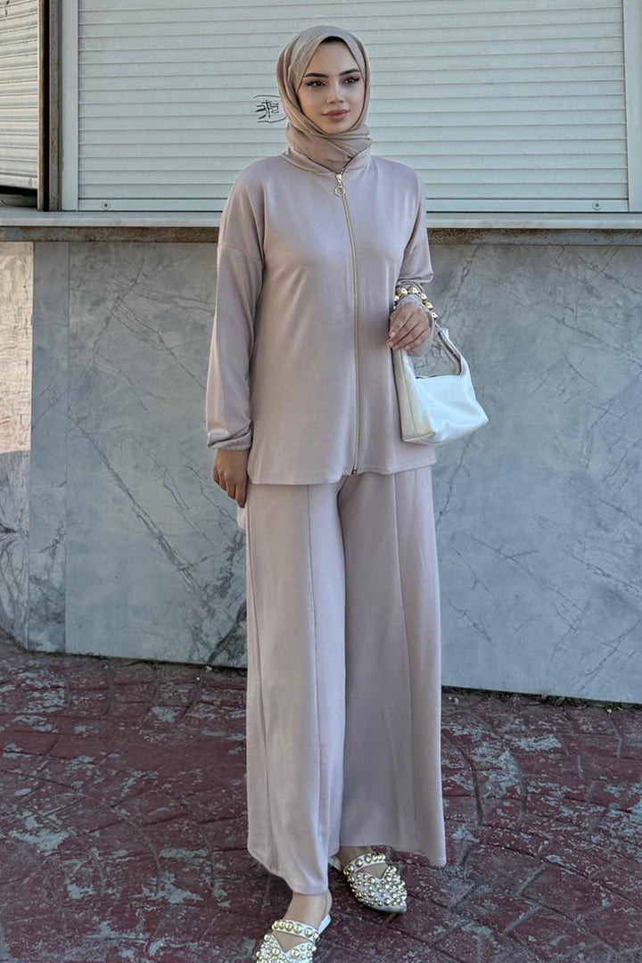 BNG Women Zippered Two-Piece Set Z5699 Beige - Bad Vilbel