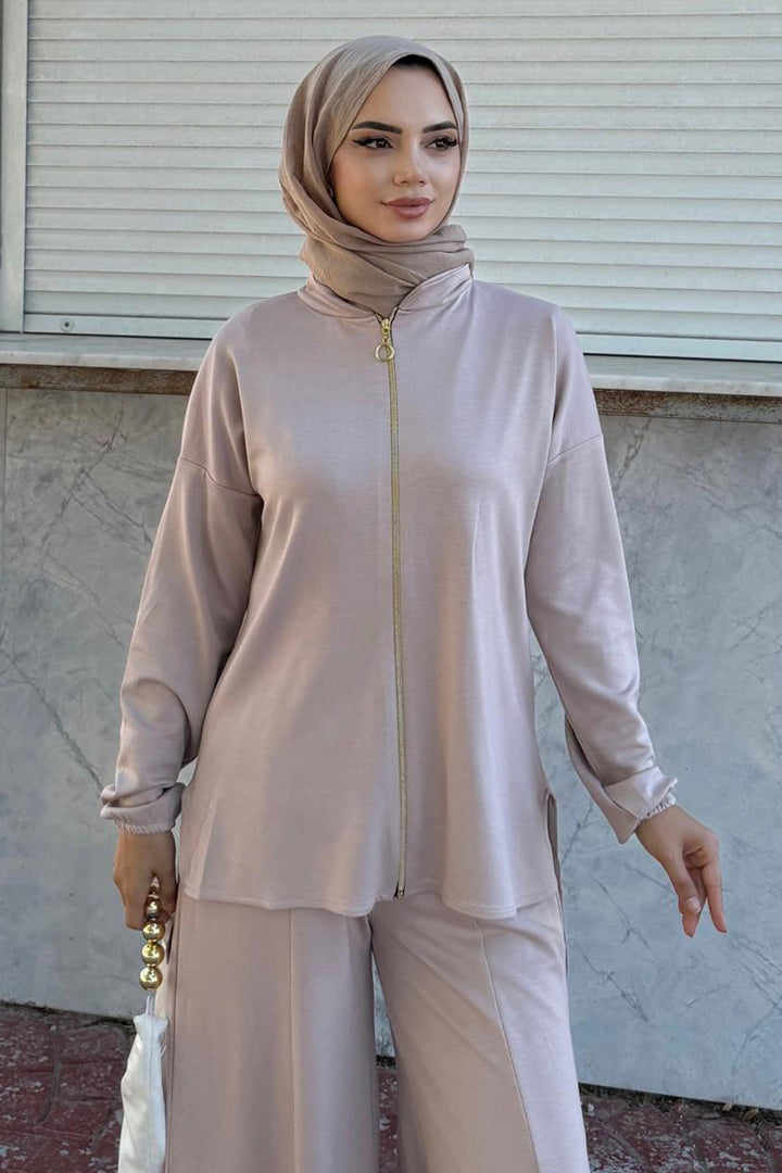 BNG Women Zippered Two-Piece Set Z5699 Beige - Bad Vilbel