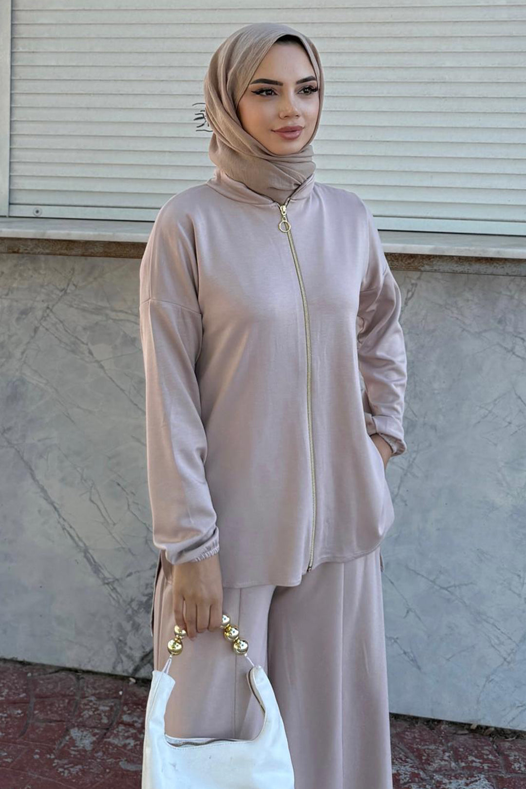 BNG Women Zippered Two-Piece Set Z5699 Beige - Bad Vilbel