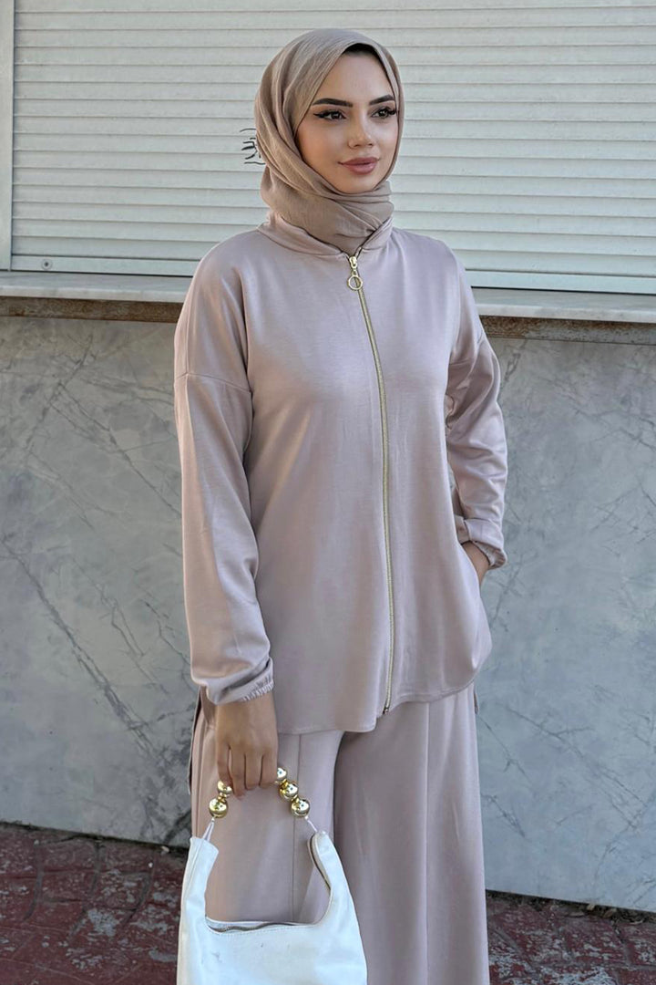 BNG Women Zippered Two-Piece Set Z5699 Beige - Bad Vilbel