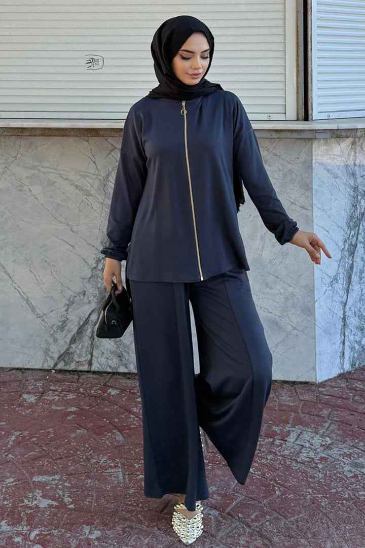 BNG Women Zippered Two-Piece Set Z5699 Navy - Pisa