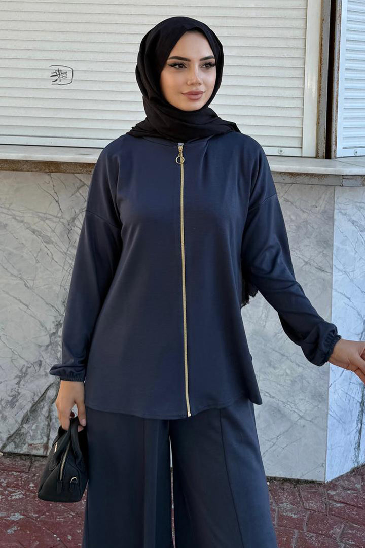 BNG Women Zippered Two-Piece Set Z5699 Navy - Pisa