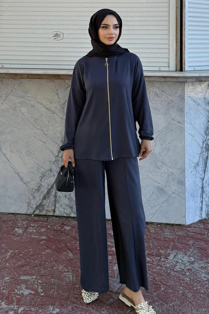 BNG Women Zippered Two-Piece Set Z5699 Navy - Pisa