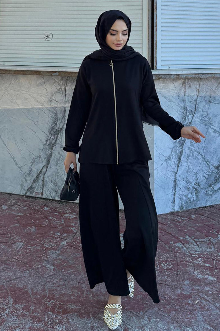 BNG Women Zippered Two-Piece Set Z5699 Black - Aspen Hill