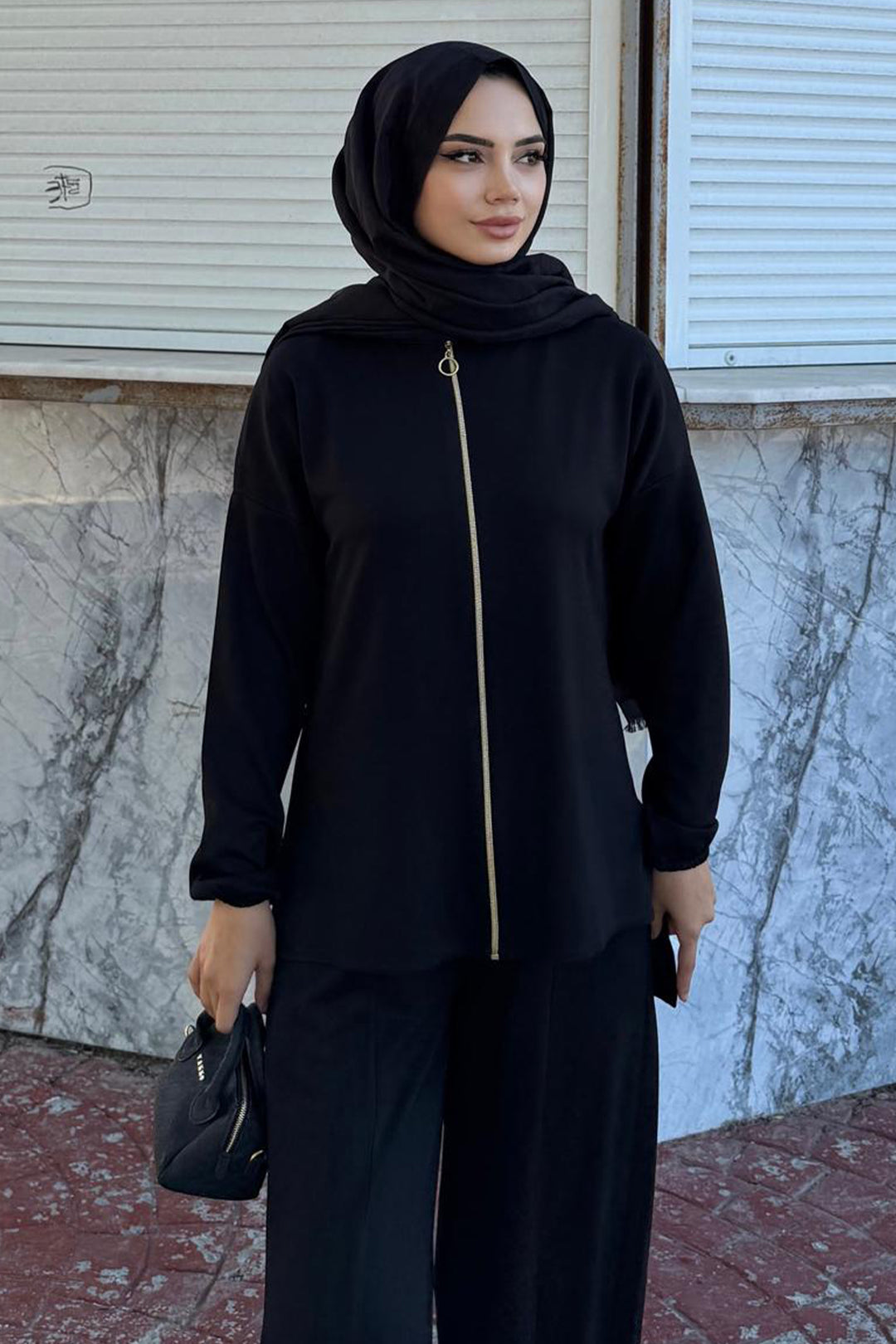 BNG Women Zippered Two-Piece Set Z5699 Black - Aspen Hill