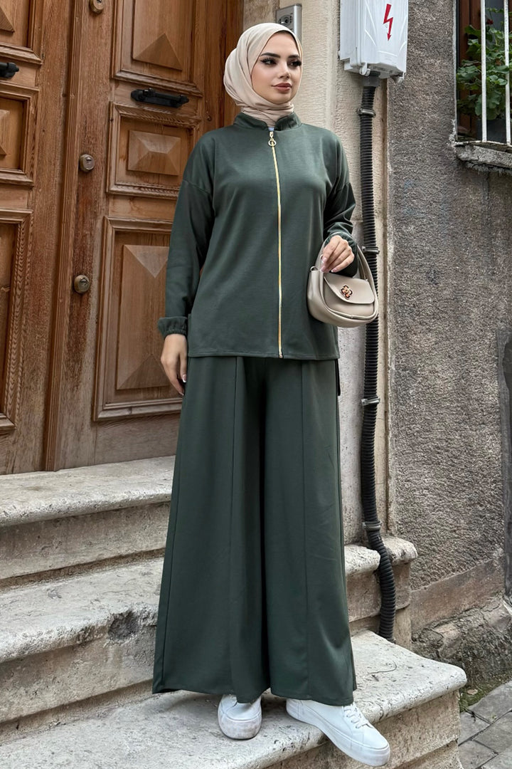 BNG Women Fermuarlı İkili Takım Z5699 Zümrüt Yeşili - Glyfáda