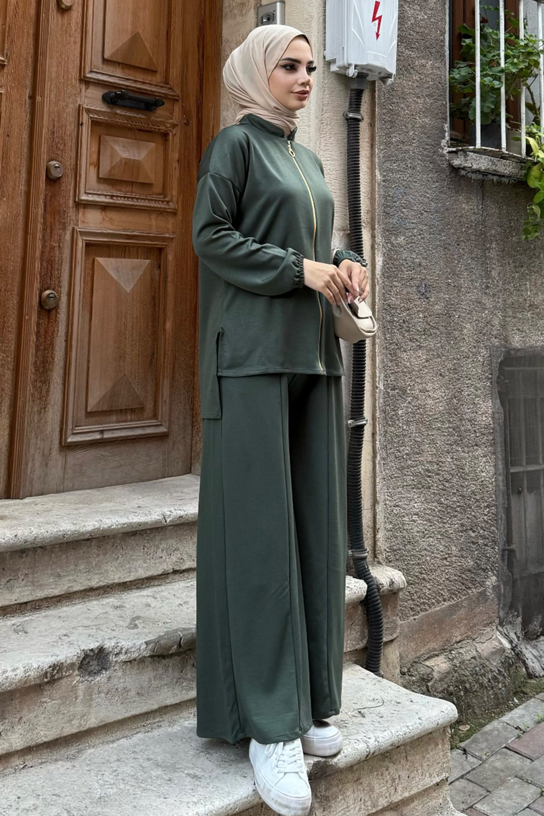 BNG Women Fermuarlı İkili Takım Z5699 Zümrüt Yeşili - Glyfáda