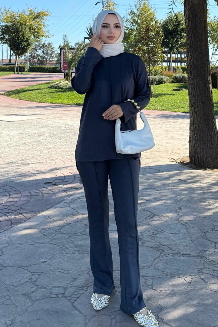 BNG Women Dikiş Detaylı İkili Takım Z5689 Antrasit - Cranston