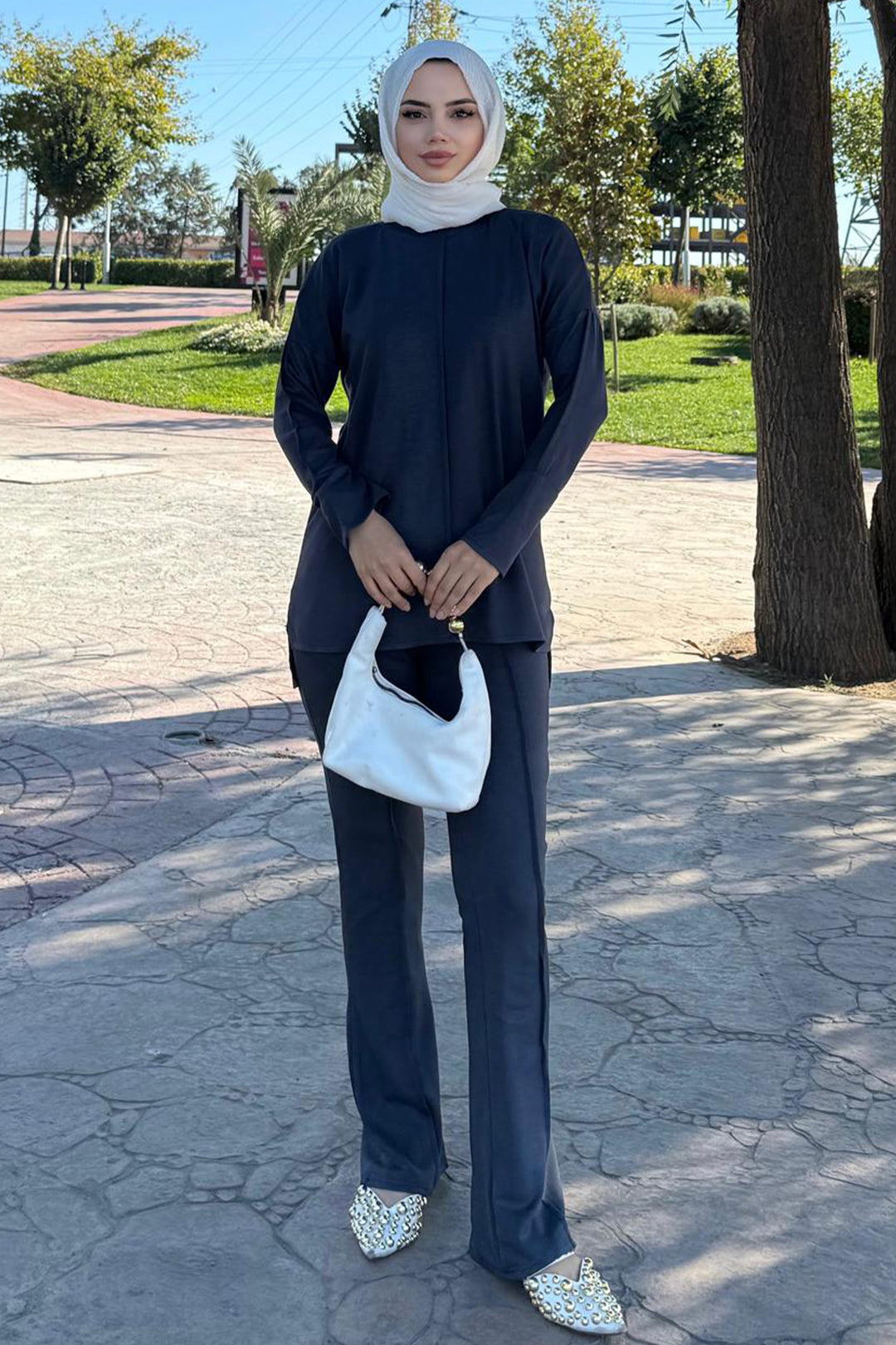 BNG Women Dikiş Detaylı İkili Takım Z5689 Antrasit - Cranston