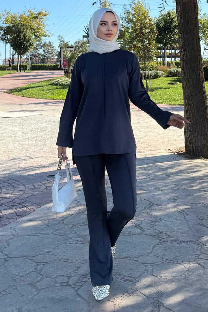 BNG Women Dikiş Detaylı İkili Takım Z5689 Antrasit - Cranston