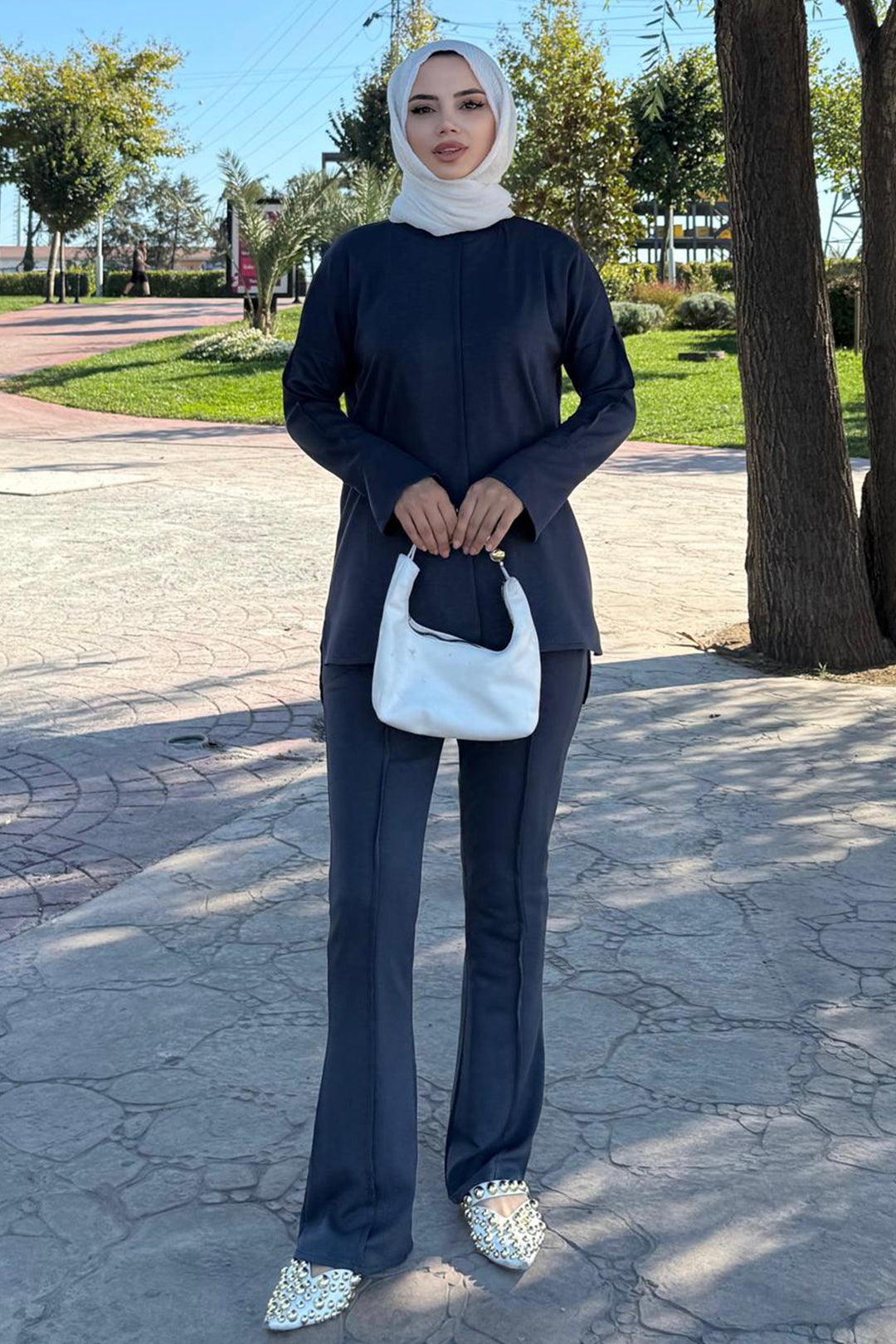 BNG Women Dikiş Detaylı İkili Takım Z5689 Antrasit - Cranston