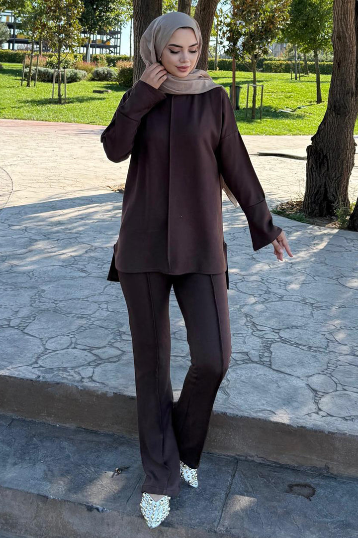 BNG Women Sewing Detailed Two-Piece Set Z5689 Brown - Acharnés