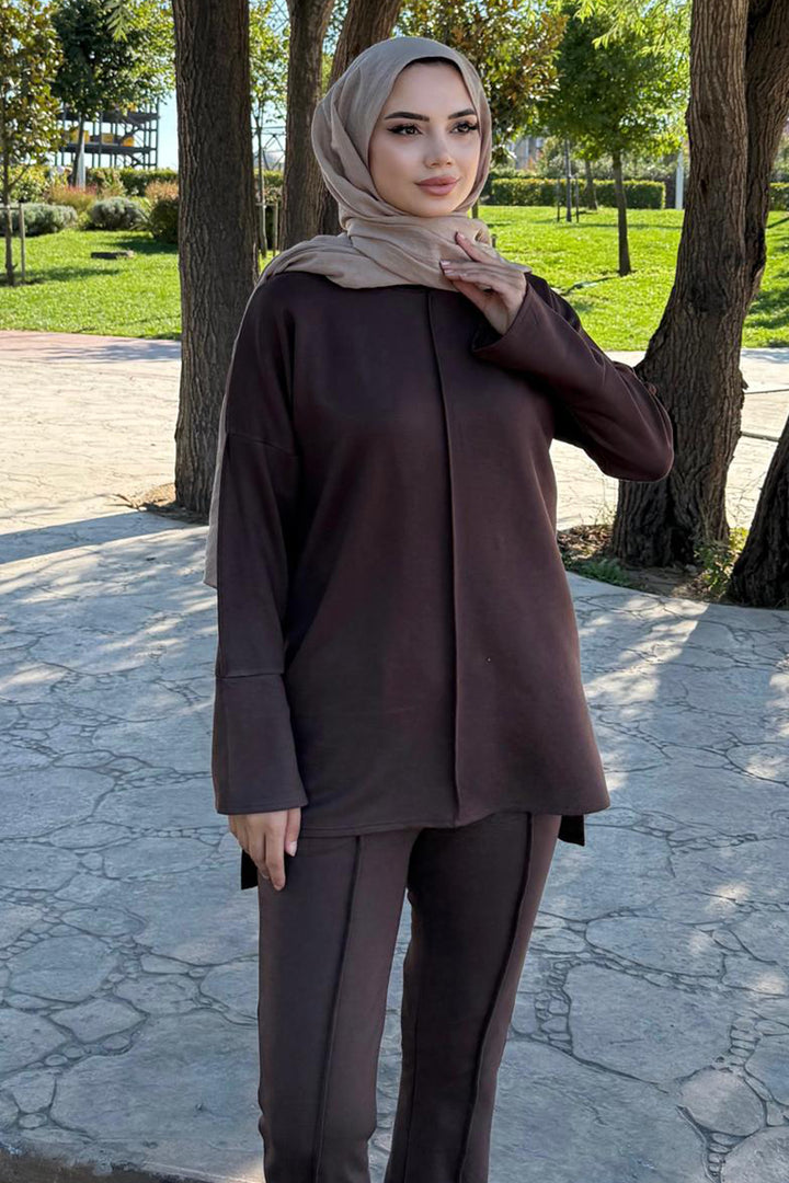 BNG Women Sewing Detailed Two-Piece Set Z5689 Brown - Acharnés