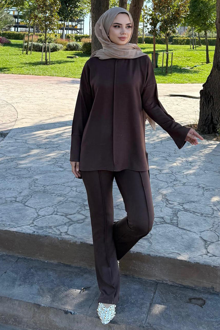 BNG Women Sewing Detailed Two-Piece Set Z5689 Brown - Acharnés