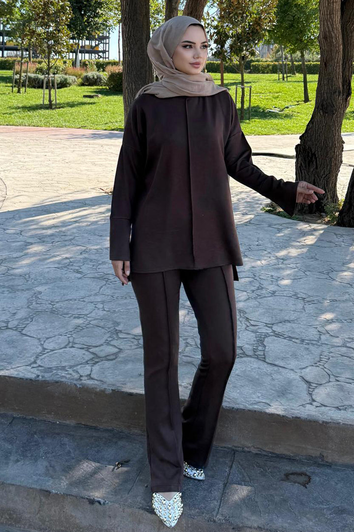 BNG Women Sewing Detailed Two-Piece Set Z5689 Brown - Acharnés