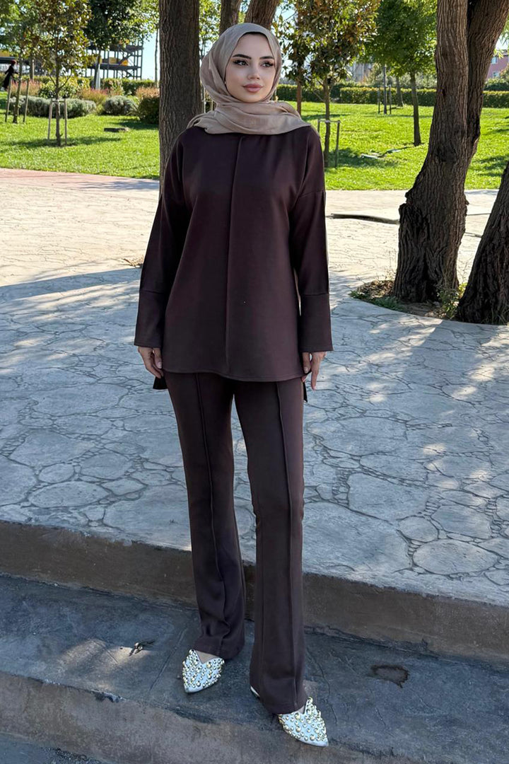 BNG Women Sewing Detailed Two-Piece Set Z5689 Brown - Acharnés