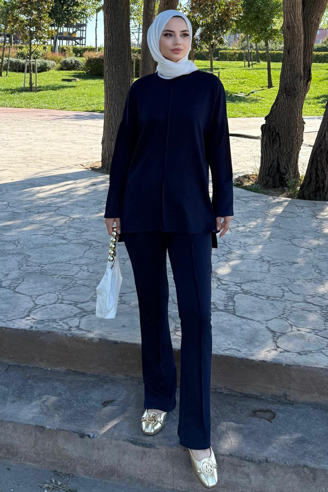 BNG Women Sewing Detailed Two-Piece Set Z5689 Navy - South Miami Heights