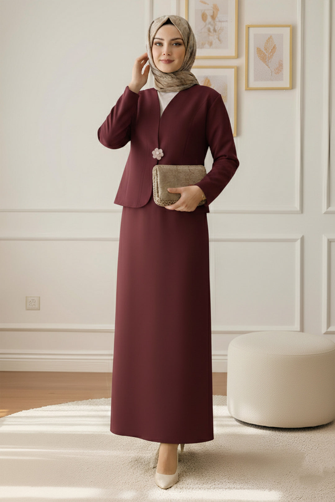 BNG Women Broşlu Ceket Takım Z5726 Bordo - Fort Smith
