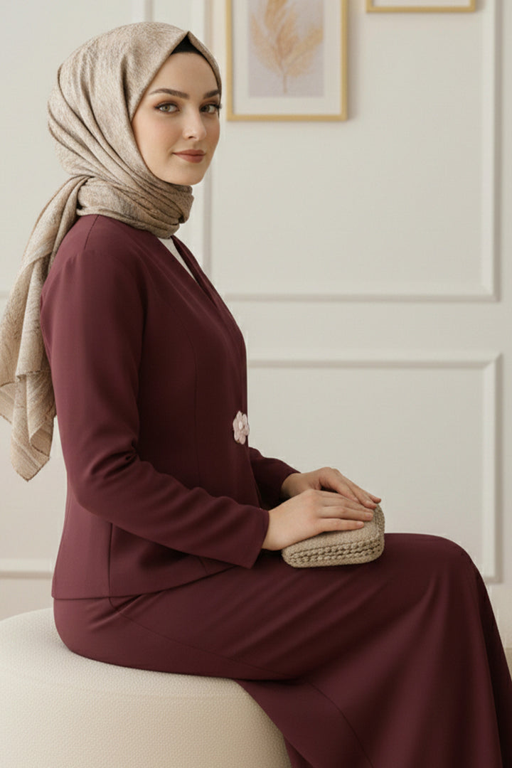 BNG Women Broşlu Ceket Takım Z5726 Bordo - Fort Smith