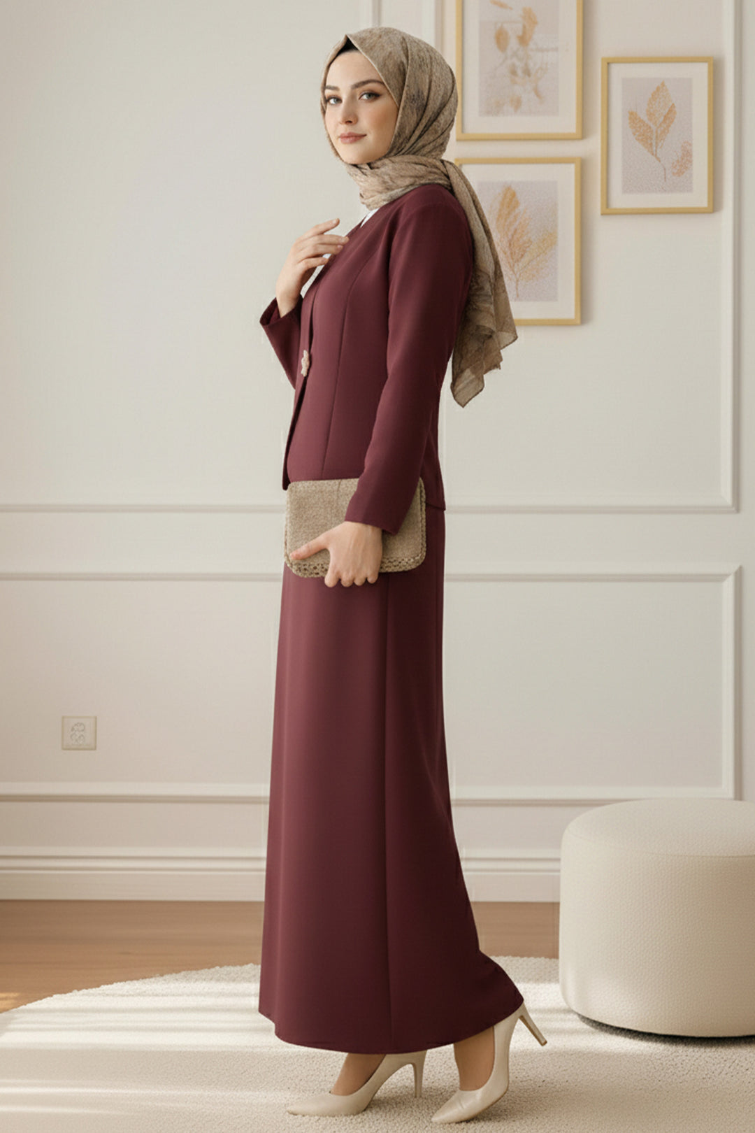 BNG Women Broşlu Ceket Takım Z5726 Bordo - Fort Smith