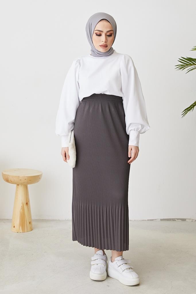 BNG Women - Pleated Hijab Skirt Anthracite - Clermont