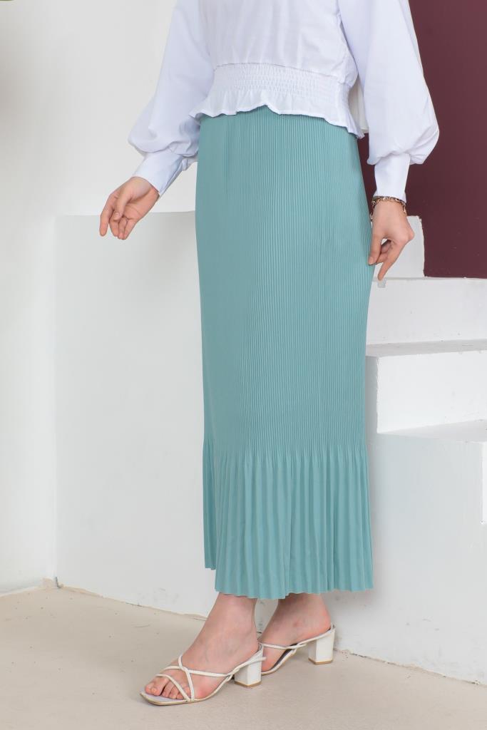 BNG Women - Pleated Hijab Skirt in Mint Green - Clermont