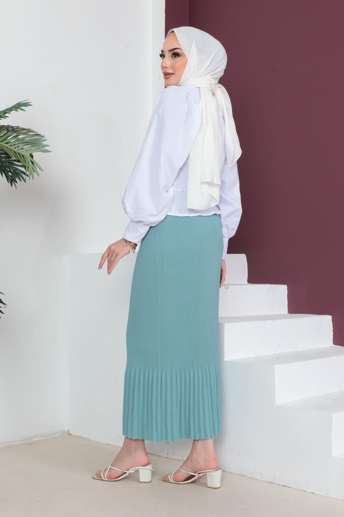 BNG Women - Pleated Hijab Skirt in Mint Green - Clermont