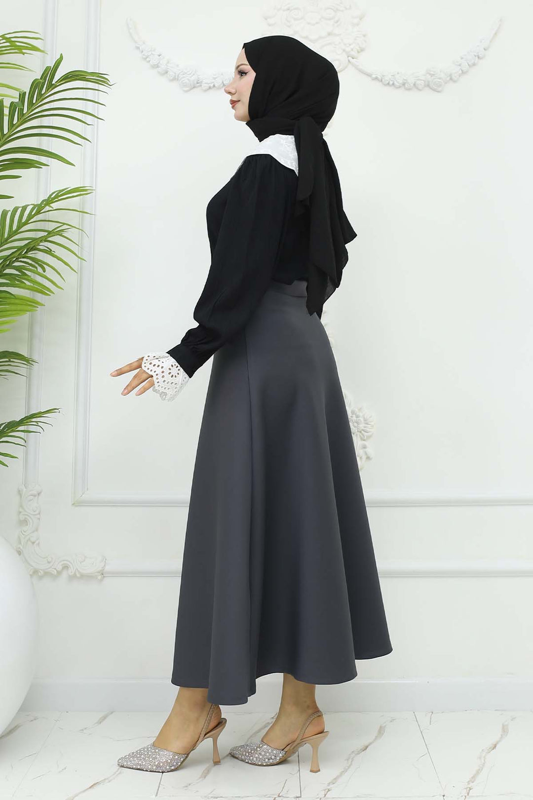 BNG Women Scuba Kloş Etek Antrasit 212 - Chemnitz