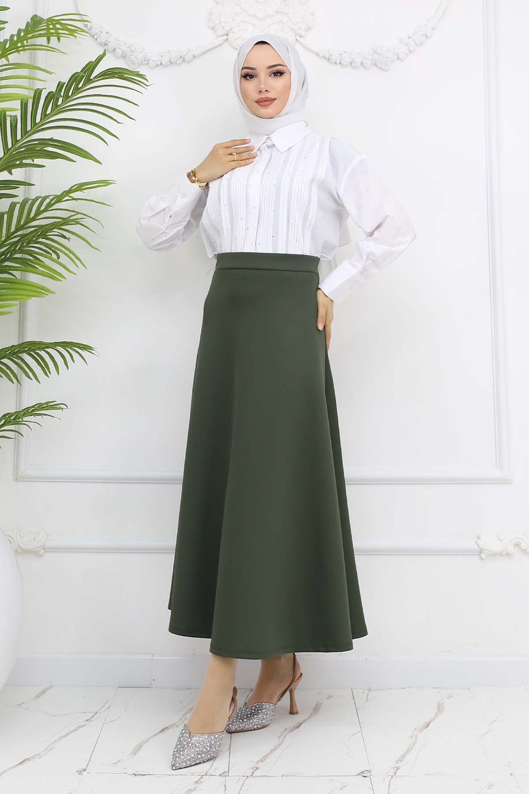 BNG Women Scuba Flare Skirt Khaki 212 - Delicias