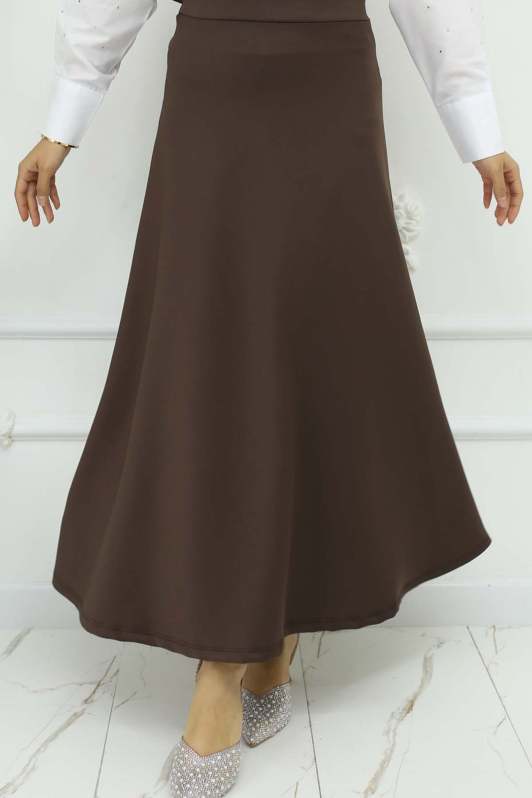 BNG Women Scuba Kloş Etek Kahverengi 212 - Kyiv