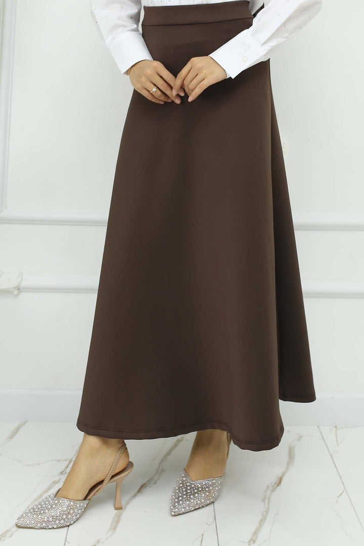 BNG Women Scuba Kloş Etek Kahverengi 212 - Kyiv