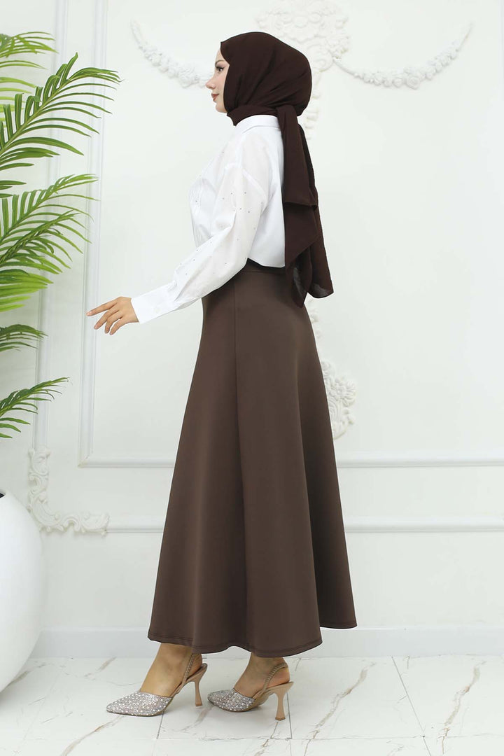 BNG Women Scuba Kloş Etek Kahverengi 212 - Kyiv